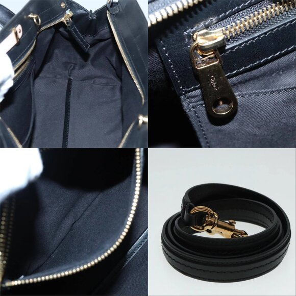 Chloe Alice Hand Bag Leather 2way Black Pink Auth am6912V - Picture 13 of 14